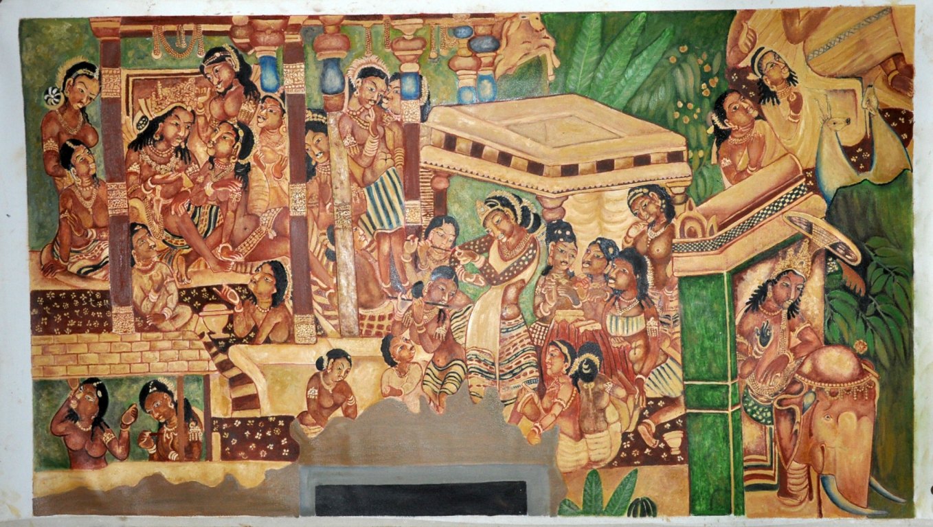 Mahajanaka Jataka panel Size 78inX45in. Medium Oil on canvas. Price 500000